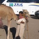 Deček prosi za denar, ko se konvoj avtobusov proti Kairu ustavi