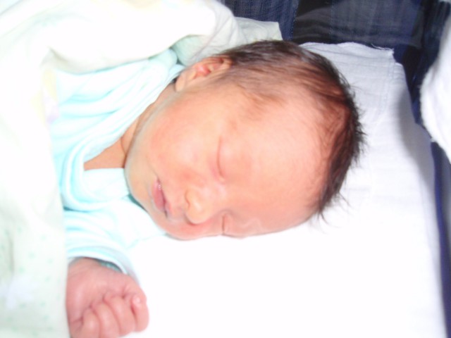 Lana spi v svoji posteljici v porodnišnici 25.8.2008