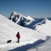 Košuta, prečenje strmin, pogled na Kladivo, Uršljo goro in Savinjske Alpe 