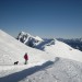 Košuta, prečenje strmin, pogled na Kladivo, Uršljo goro in Savinjske Alpe  