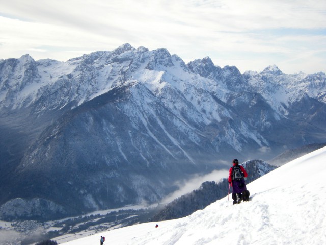 Dovška Baba, sestop v panorami Julijcev