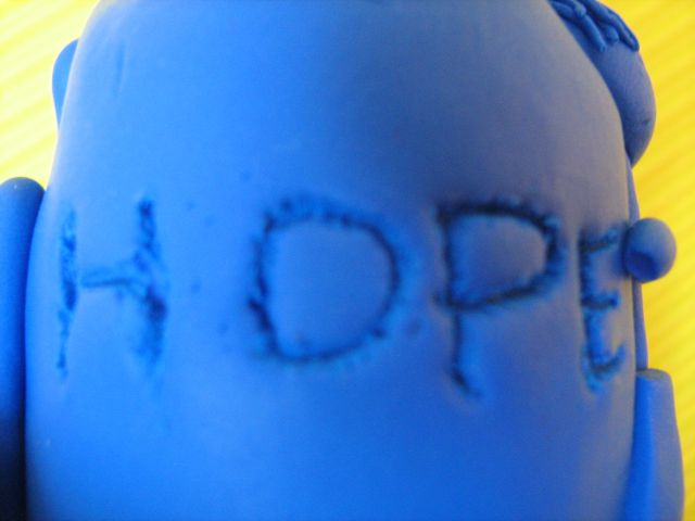 Modra steklenička upanja - napis / Blue bottle of hope - inscription