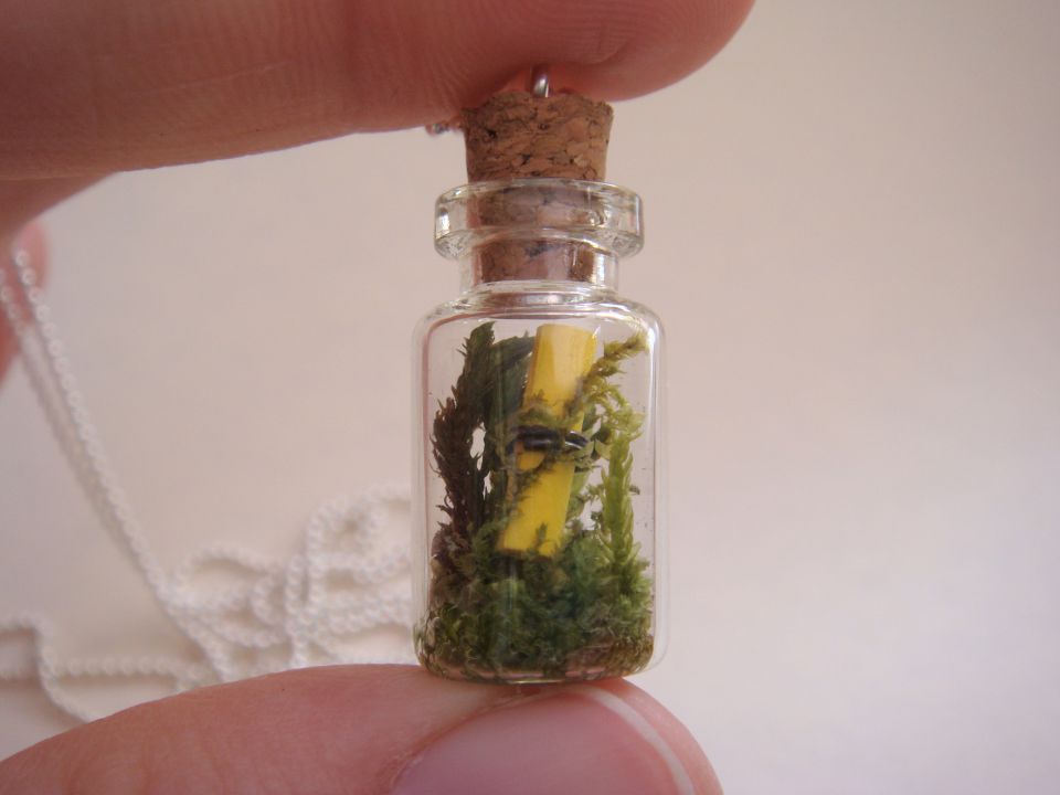 Miniaturne stekleničke na ogrlici - foto povečava