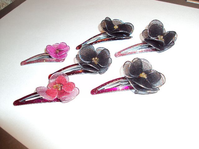 Sponke za lase z rožicami iz najlona  - foto