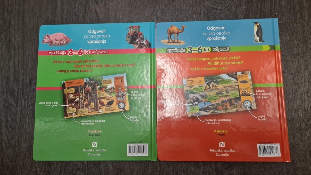 Komplet 2 nerabljenih knjig vprašanja - odgovori za 3-6 let (kmetija, divje živali)