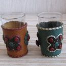 Dva mini štamperla v usnjeni oblekci, višina 6 cm, IC = 1 eur