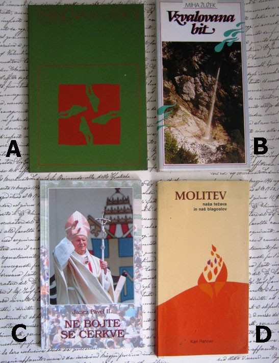 Knjige z religiozno tematiko: IC: A,B,C,D = 1 eur