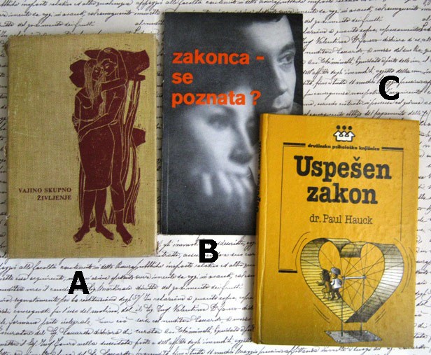 Knjige s področja zakonskega življenja, IC: A,B,C = 1 eur