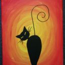 66. Črna mačka, akril na platno, 18x 24 cm    IC = 12 eur
