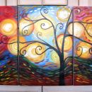 154. Sestavljena trodelna slika, akril na platnu, 3x 40x60 cm  IC = 30 eur