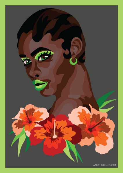 5. Grafika Flower woman,  Anja Polegek,  IC A4(a,b) = 2 eur in A5 (c,d,e,f) = 18 eur