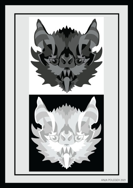 6. Grafika Release the bats,  Anja Polegek,  IC A4(a,b) = 2 eur in A5 (c,d,e,f) = 18 eur