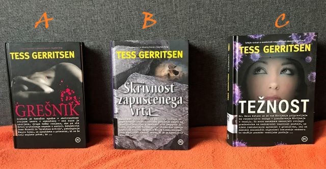 23a,b,c. Knjige Tess Gerritsen, trda vezava   ICa,b,c = 10 eur