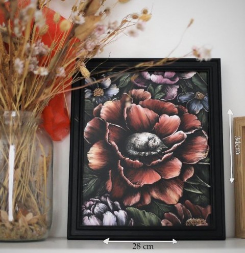 63a. Art ptint avtorice Sare Vidmajer - Mačka v roži - 34x28cm  IC = 15 eur