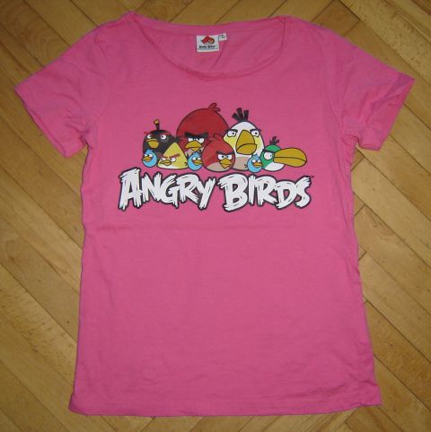 134/140-Majčka Angry birds-velikost 146/152,manjša,1x oblečena,kupljena v Takko 3 eur