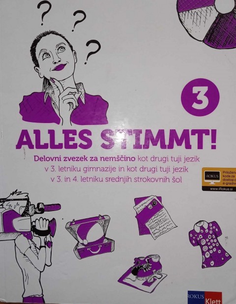 ALLES STIMMT 3 delovni zvezek za nemščino na gimnaziji cena: 8 eur