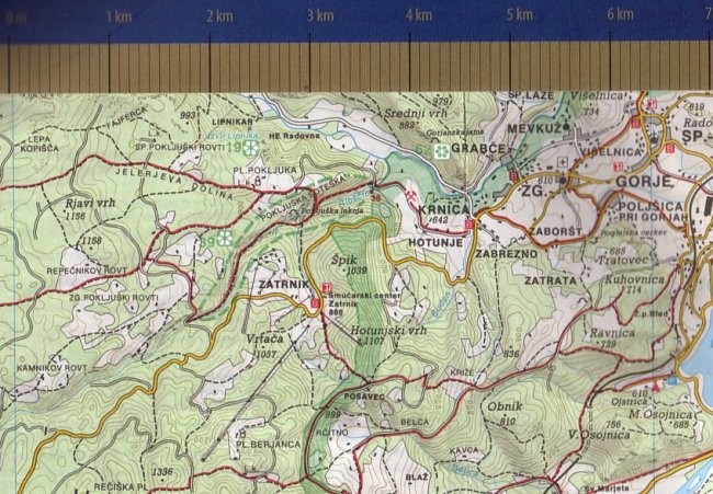 Za konec še izsek zemljevida Pokljuke s pogledom na našo pot in dostop do nje skozi Krnico