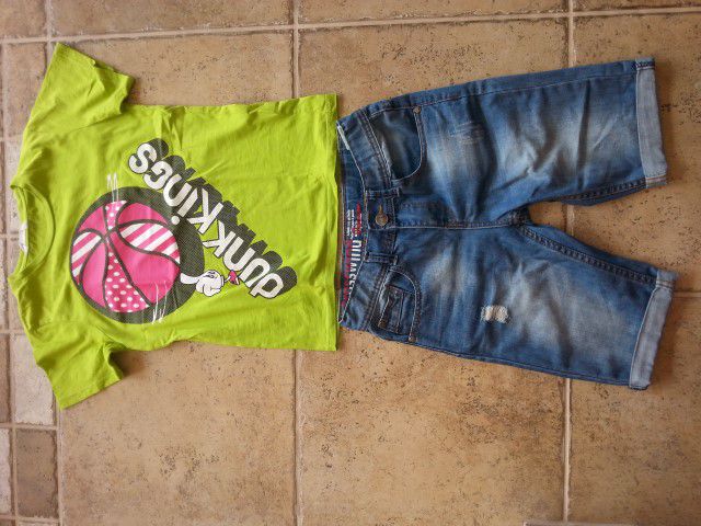 1 x oblečena majica in jeans bermude 146-152