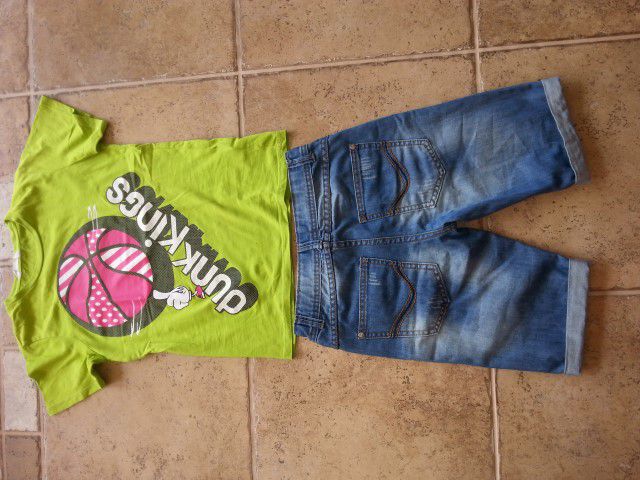 1 x oblečena majica in jeans bermude 146-152