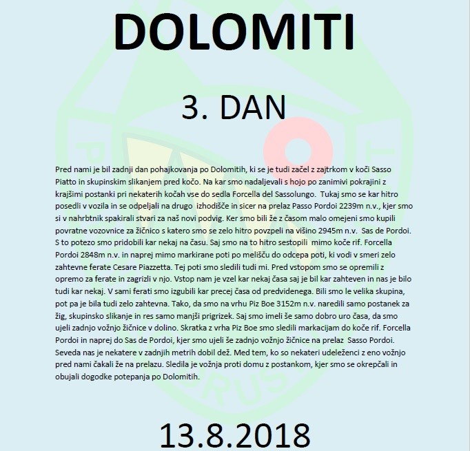 DOLOMITI 2018 (11.-13.8.2018) - foto povečava